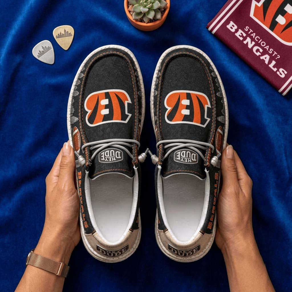 Cincinnati Bengals City Skyline Shoes Cincinnati Bengals Merch Present For Football Lovers - Merchluma
