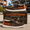 Cleveland Browns Huntington Bank Field Shoes Here We Go Loafers Cleveland Browns Merch Gifts - Merchluma