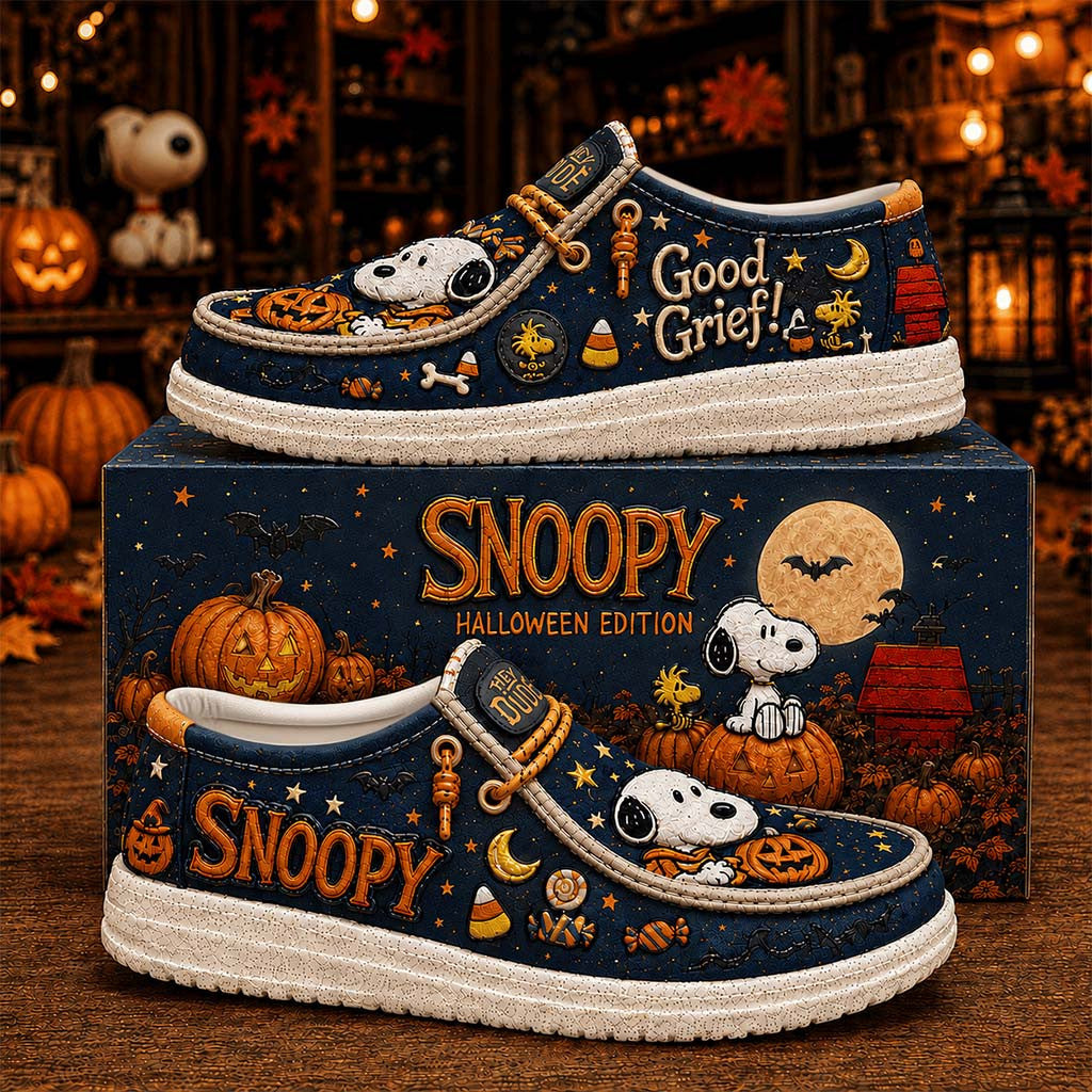 Snoopy Halloween Shoes Good Grief Loafers Snoopy Merch Gift For Halloween Lovers - Merchluma