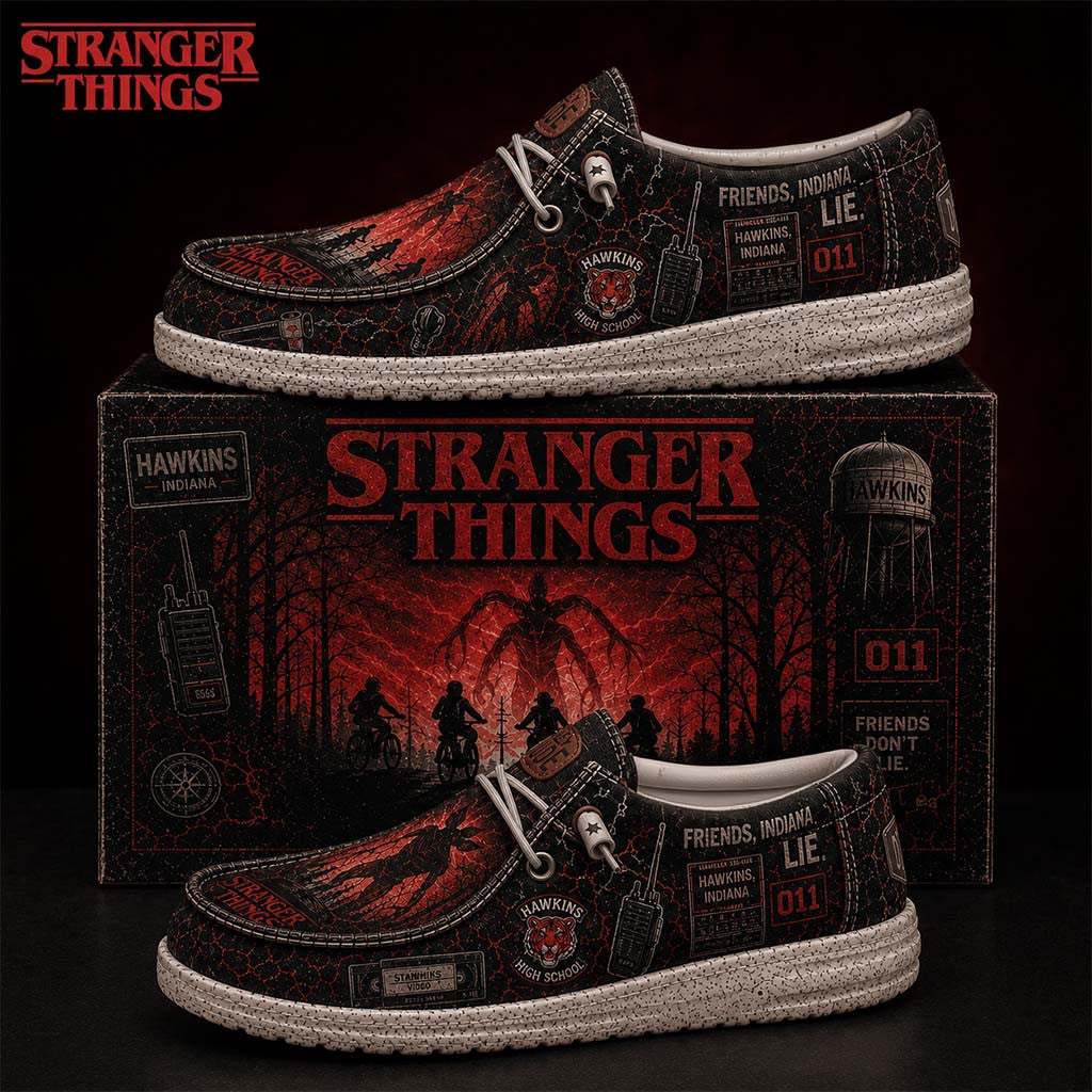 Stranger Things Friends Indiana Shoes Hawkins High School Loafers Stranger Things Merch Gifts - Merchluma