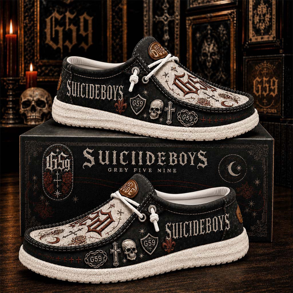 SuicideboyS Shoes G59 Grey Five Nine Loafers SuicideboyS Merch Present For Hip Hop Lovers - Merchluma