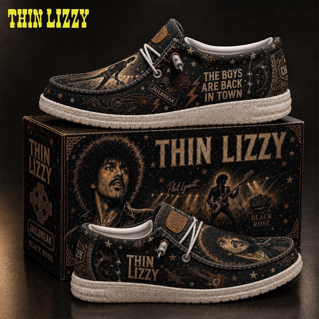 Thin Lizzy The Boys Are Back In Town Shoes Thin Lizzy Merch 2026 Gift For Rock Fans - Merchluma