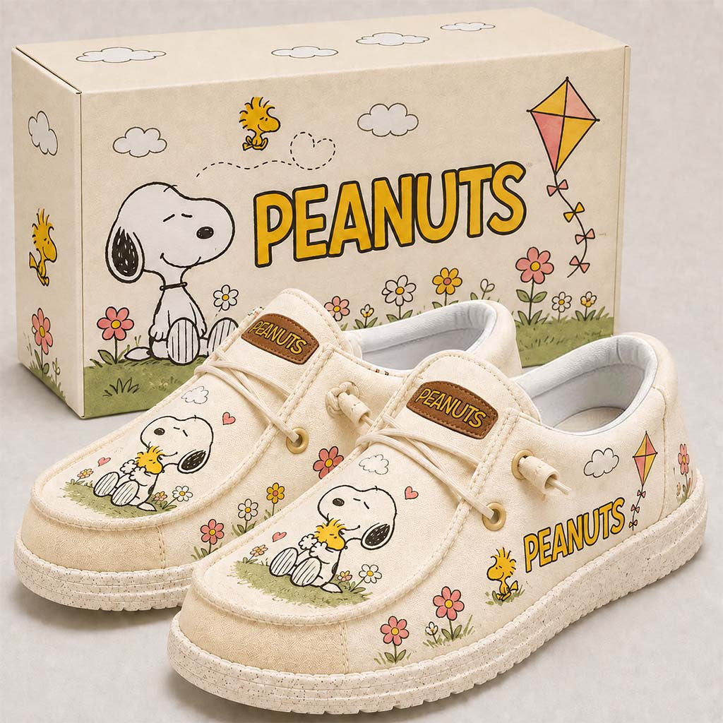 Peanuts Happy Puppy And Tiny Bird Floral Shoes Birthday Gift For Sisters - Merchluma