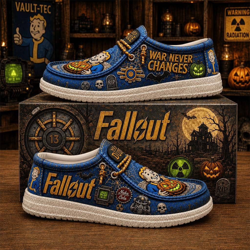 Fallout Halloween War Never Changes Shoes Fallout Merch Halloween Gifts For Fans - Merchluma