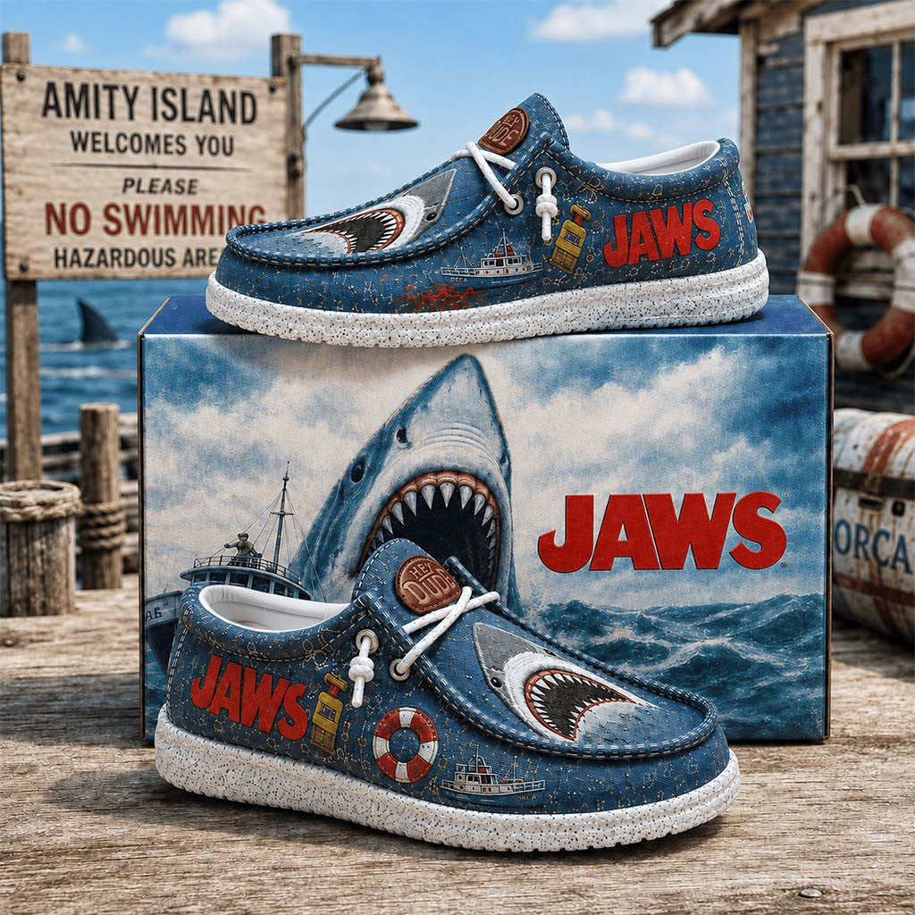 Jaws Movie Shoes Great White Shark Loafers Jaws Merch Horror Movie Fan Gifts - Merchluma