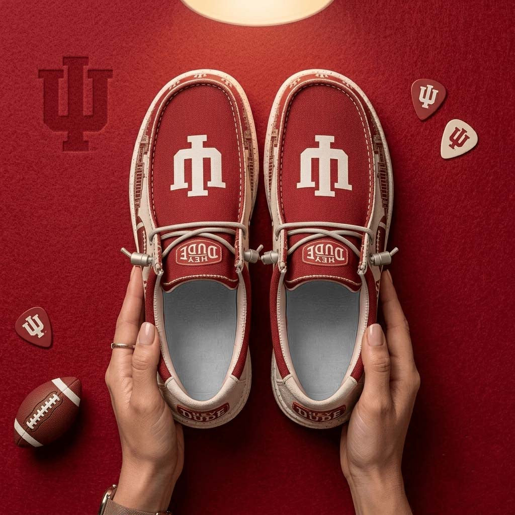 Indiana Hoosiers City Skyline Shoes Indiana Hoosiers Merch Gift For Football Lovers - Merchluma