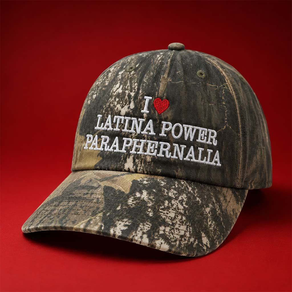I Love Latina Power Paraphernalia Camo Hat Embroidered Latina Power Merch Gift For Friends - Merchluma