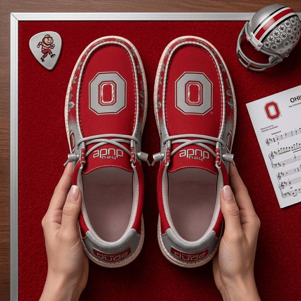 Ohio State Buckeyes City Skyline Shoes Buckeyes Merch Cool Gift For Football Lovers - Merchluma