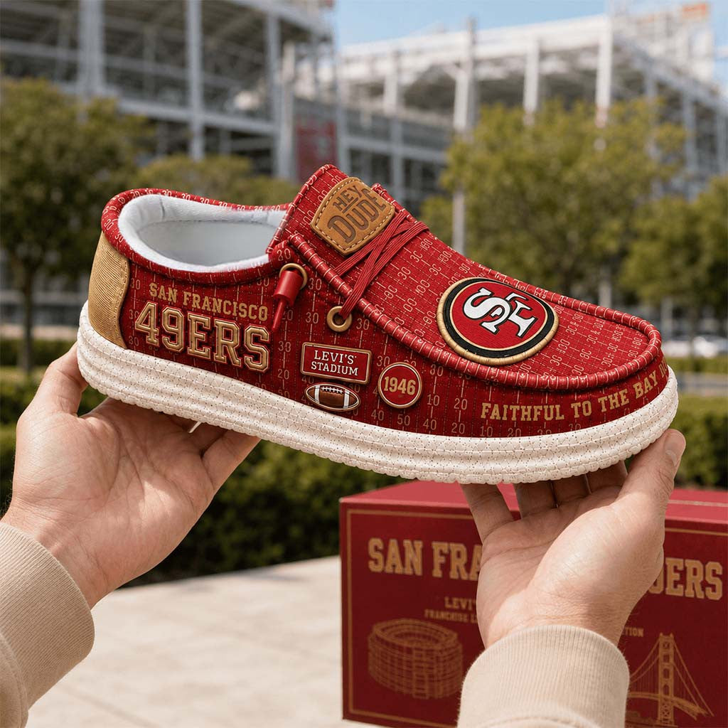 San Francisco 49ers Levi's Stadium Shoes Faithful To The Bay Loafers 49ers Merch Football Gifts - Merchluma