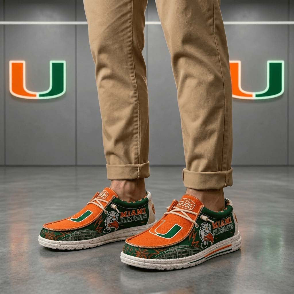 Miami Hurricanes Stadium Shoes Game Day Loafers Miami Hurricanes Merch Gift For Husband - Merchluma