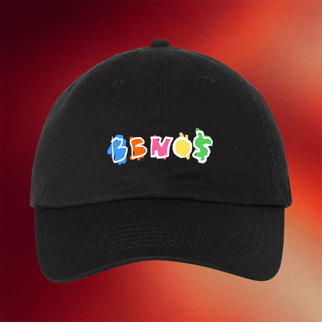 BbnoS Merch 2026 Black Embroidered Scribble Dad Hat Gifts For Rapper Fan - Merchluma