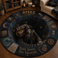 Ateez Band Halloween Quilted Round Mat Ateez Merch Eight Souls One Treasure Mat Room Decor - Merchluma