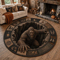 Bigfoot Sasquatch Halloween Quilted Round Rug Living Room Decor Gifts For Bigfoot Lovers - Merchluma