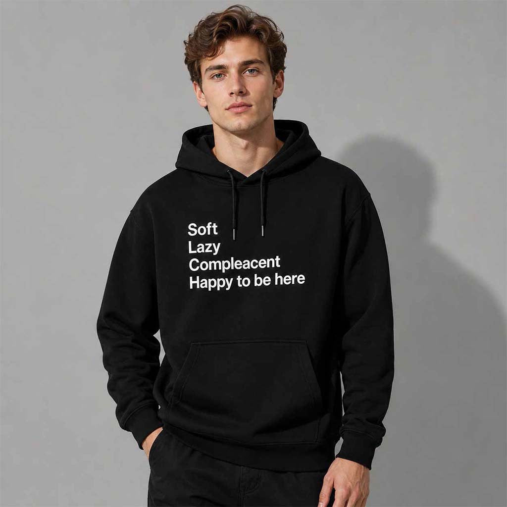Grayson Waller Soft Lazy Complacent Happy To Be Here Hoodie Grayson Waller Merch BFF Gifts - Merchluma
