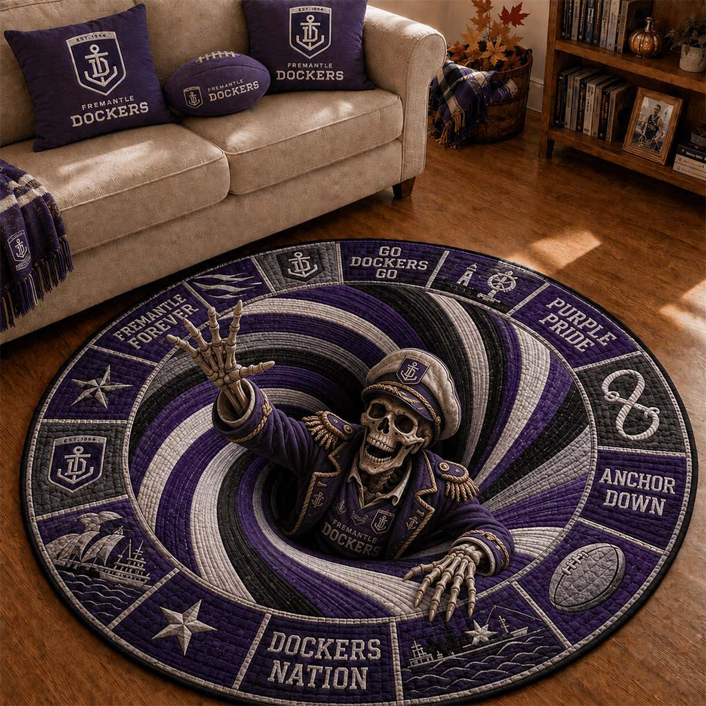 Fremantle Dockers Merch Purple Pride Go Dockers Go Quilted Round Mat Living Room Decor - Merchluma