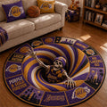 Los Angeles Lakers Merch Purple And Gold Forever Quilted Round Mat Basketball Fan Gift Ideas - Merchluma