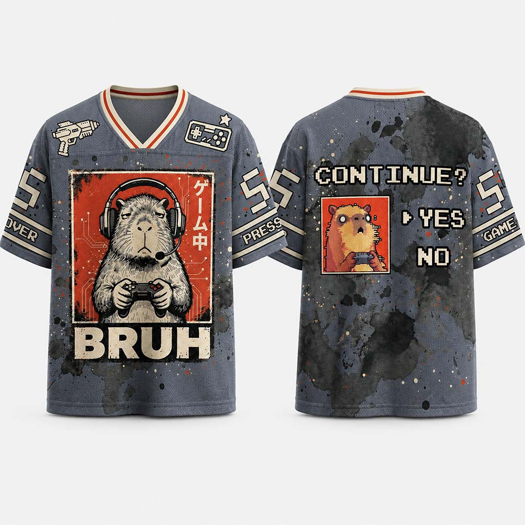 Capy Gamer BRUH Jersey Funny Capy Gamer Apparel Gifts For Brother - Merchluma