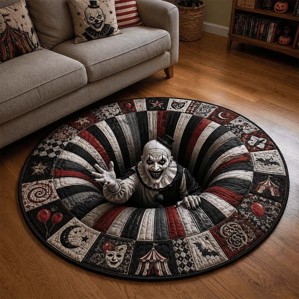 Terrifier Clown Halloween Quilted Round Rug Terrifier Merch Horror Lovers Living Room Decor - Merchluma