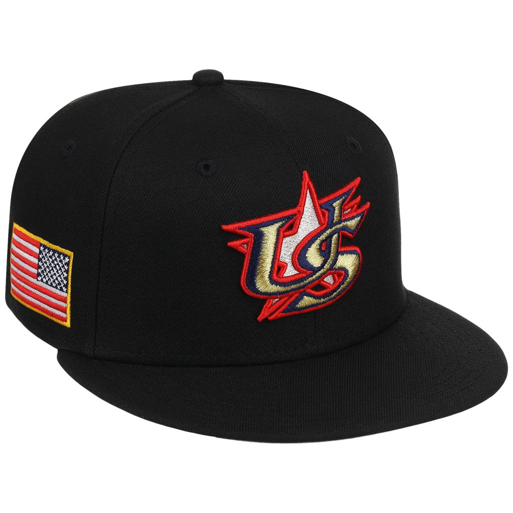 Lids Hat Drop Merch USA World Baseball Classic Touch of Gold Snapback Hat Black Embroidered - Merchluma