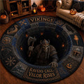 Vikings Ravens Call Valor Rises Halloween Quilted Round Mat Christmas Living Room Decor - Merchluma