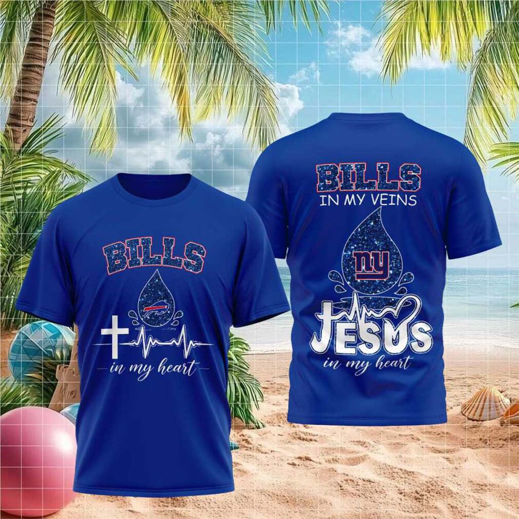 Buffalo Bills Jesus In My Heart Cross Shirt Buffalo Bills Merch Gifts For Football Lovers - Merchluma