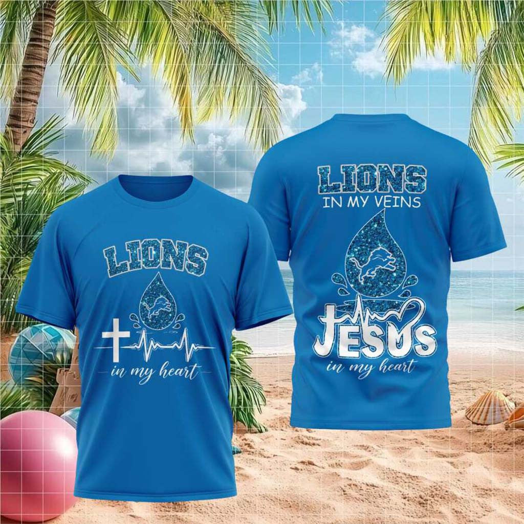 Detroit Lions Jesus In My Heart Faith Shirt Detroit Lions Merch Presents For Football Lovers - Merchluma