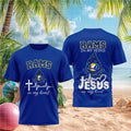 Los Angeles Rams Cross Jesus Heartbeat Faith Shirt LA Rams Merch Gift For Football Fans - Merchluma