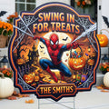 Personalized Spider-Man Swing In For Treats Yard Sign Halloween Garden Decor Gift For Son - Merchluma