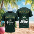 Green Bay Packers Jesus In My Heart Faith Shirt Packers Merch Present For Game Day - Merchluma