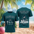 Philadelphia Eagles Cross Jesus Heartbeat Faith Shirt Philadelphia Eagles Merch Fan Gifts - Merchluma