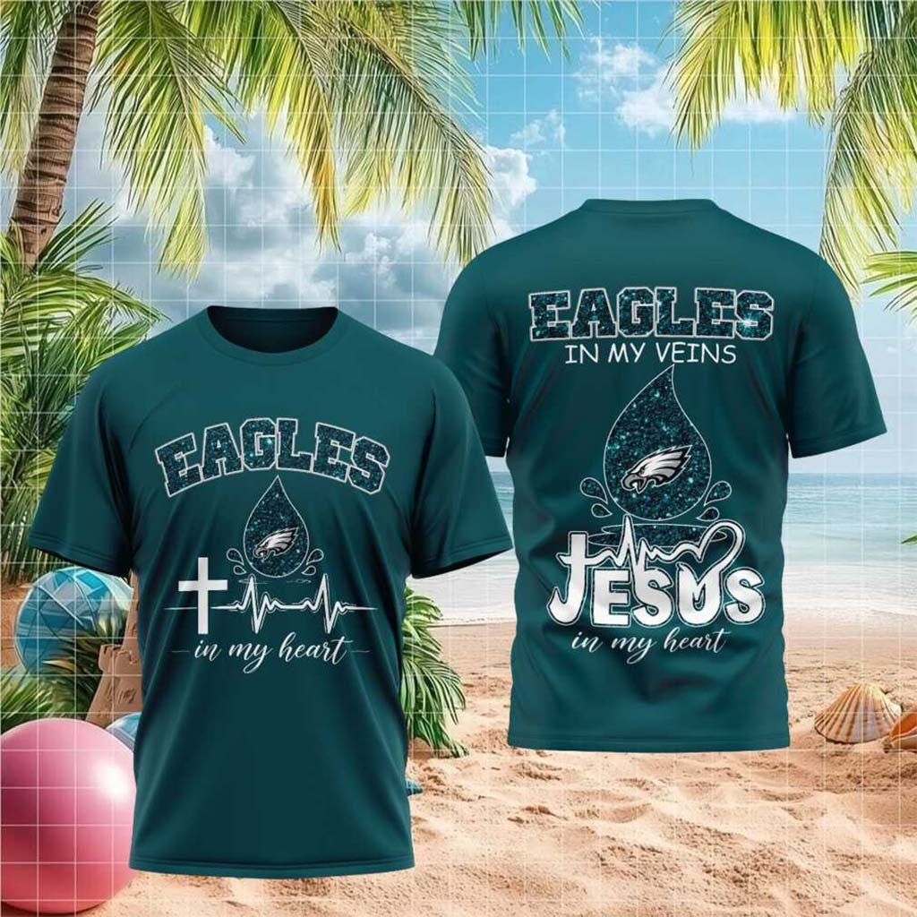 Philadelphia Eagles Cross Jesus Heartbeat Faith Shirt Philadelphia Eagles Merch Fan Gifts - Merchluma
