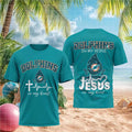 Miami Dolphins Jesus In My Heart Cross Shirt Miami Dolphins Merch Best Football Gifts - Merchluma