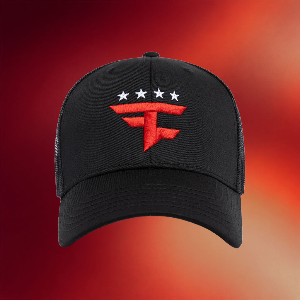 FaZe Pro Shop Merch 2026 Four Star Trucker Hat Black FaZe Clan Merchandise Gifts For Him - Merchluma