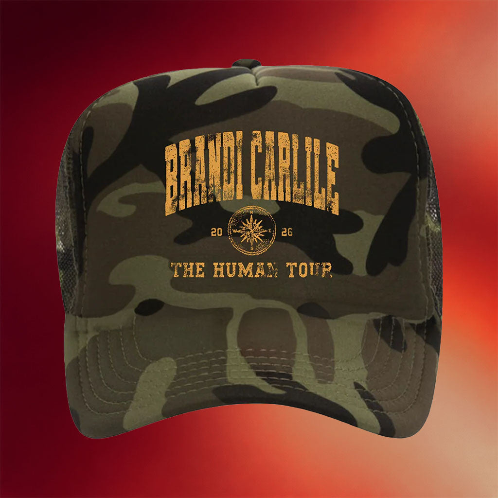 Brandi Carlile Merch 2026 The Human Tour Camo Trucker Hat Presents For Music Lovers - Merchluma