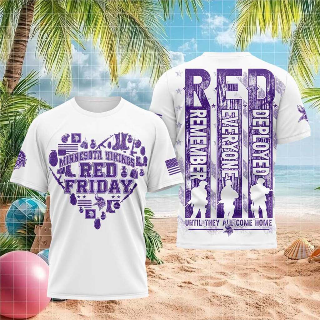 Minnesota Vikings Red Friday Military Support Shirt MN Vikings Merch Gift For Veteran Dad - Merchluma