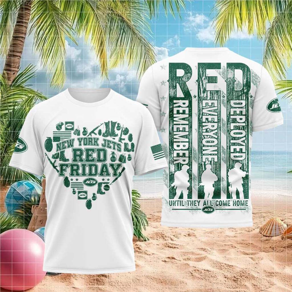 New York Jets Red Friday Military Support Shirt NY Jets Merch Gift For Fathers - Merchluma