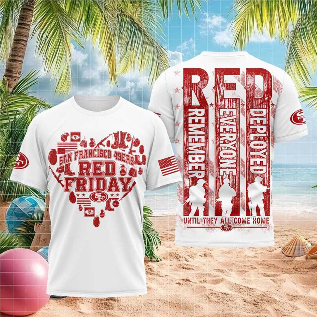 San Francisco 49ers Red Friday Military Support Shirt SF 49ers Merch Gift Ideas For Veteran - Merchluma
