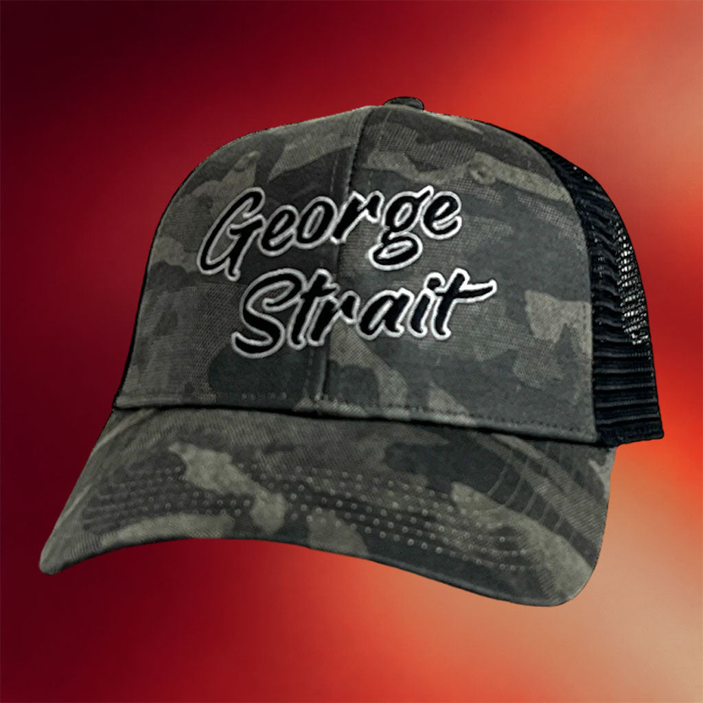 George Strait Merch 2026 George Strait Black Camo Trucker Hat Music Related Gifts For Guys - Merchluma