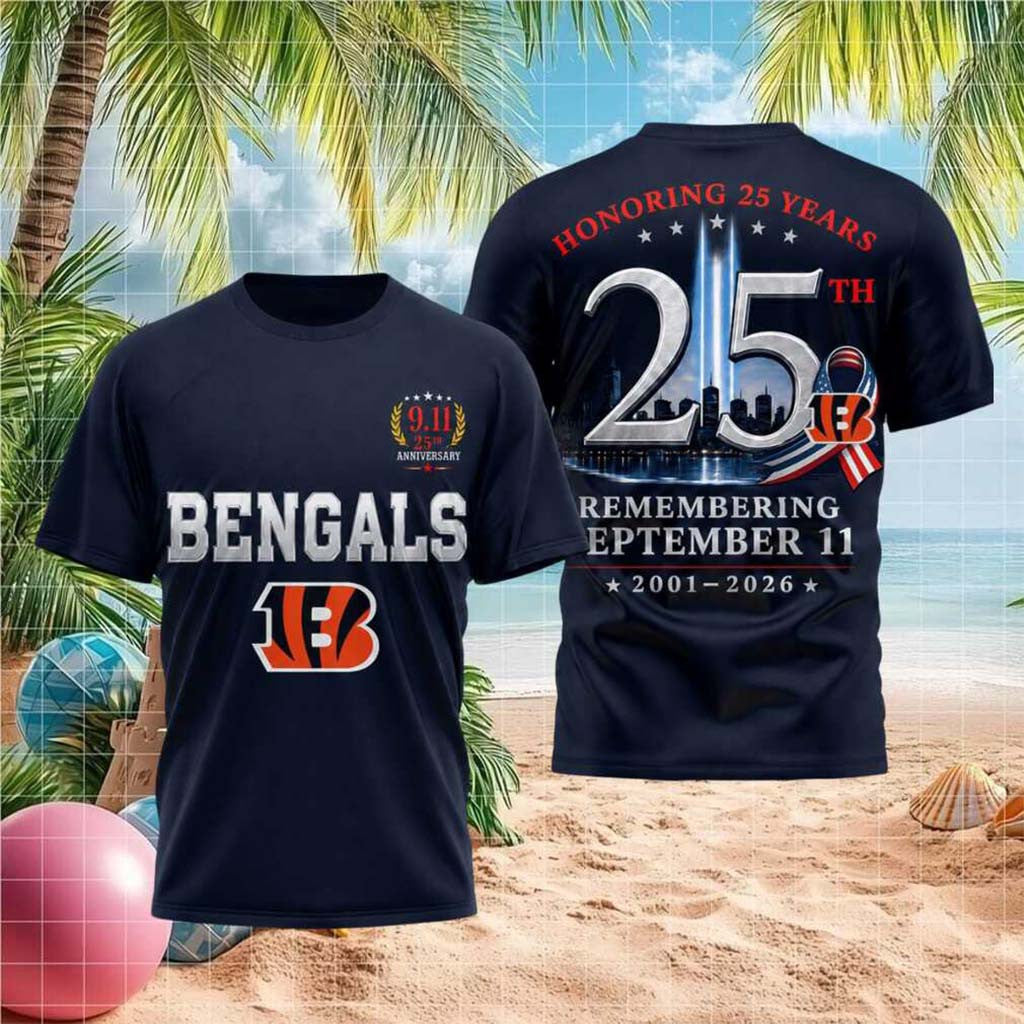 Cincinnati Bengals 911 25th Anniversary Honoring September 11 Shirt Cincinnati Bengals Merch - Merchluma
