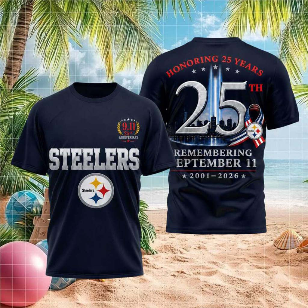 Pittsburgh Steelers 911 25th Anniversary Remembrance Shirt Steelers Merch Patriot Day Gifts - Merchluma