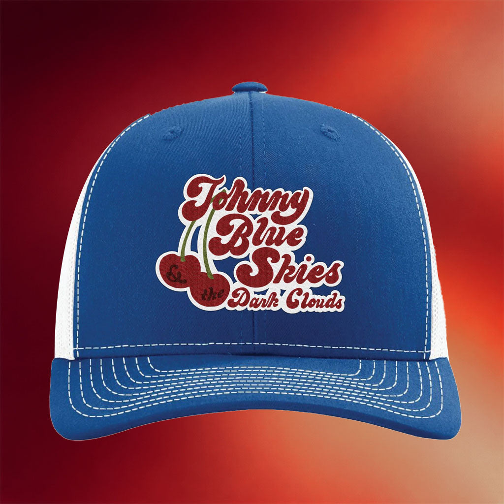 Johnny Blue Skies Merch 2026 Very Cherry Trucker Hat Johnny Blue Skies And The Dark Clouds Hat - Merchluma