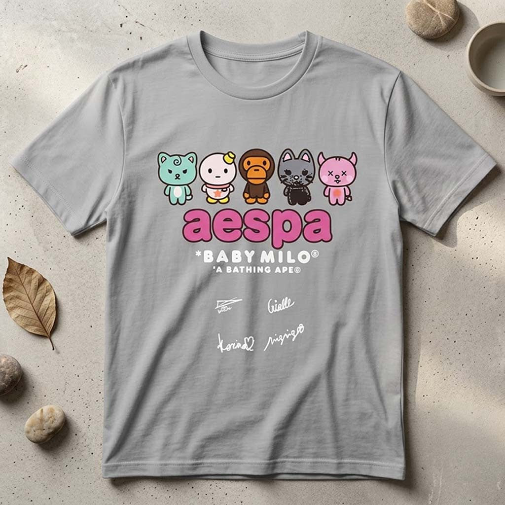 Aespa Baby Milo A Bathing APE Collaboration T-Shirt 2026 Aespa Merch Gift For Kpop Fans - Merchluma