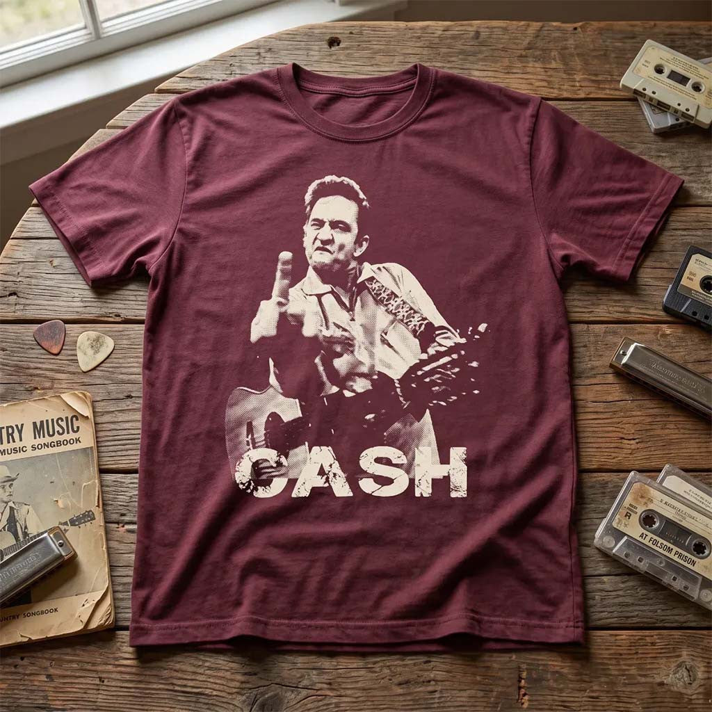 Johnny Cash Middle Finger Shirt Cash T-Shirt Johnny Cash Merch Present For Fans - Merchluma