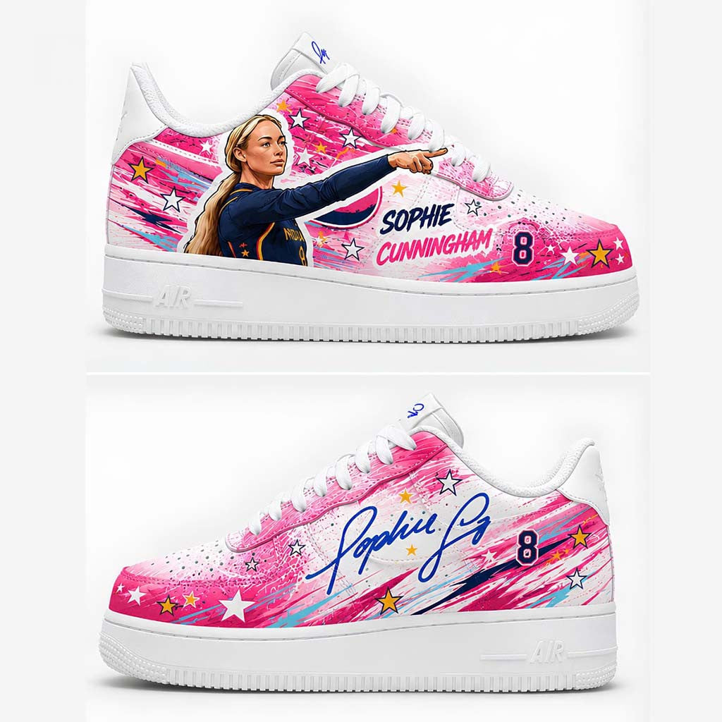 Sophie Cunningham #8 Indiana Fever Pointing With Signature Shoes Sneakers Basketball Fan Merch - Merchluma