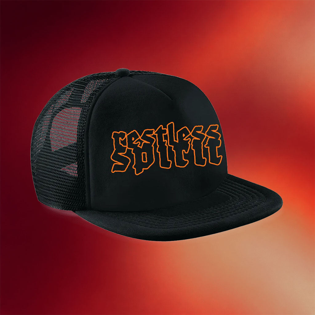 Restless Spirit Merch 2026 Orange Logo Trucker Hat Black Best Gifts For Brothers - Merchluma