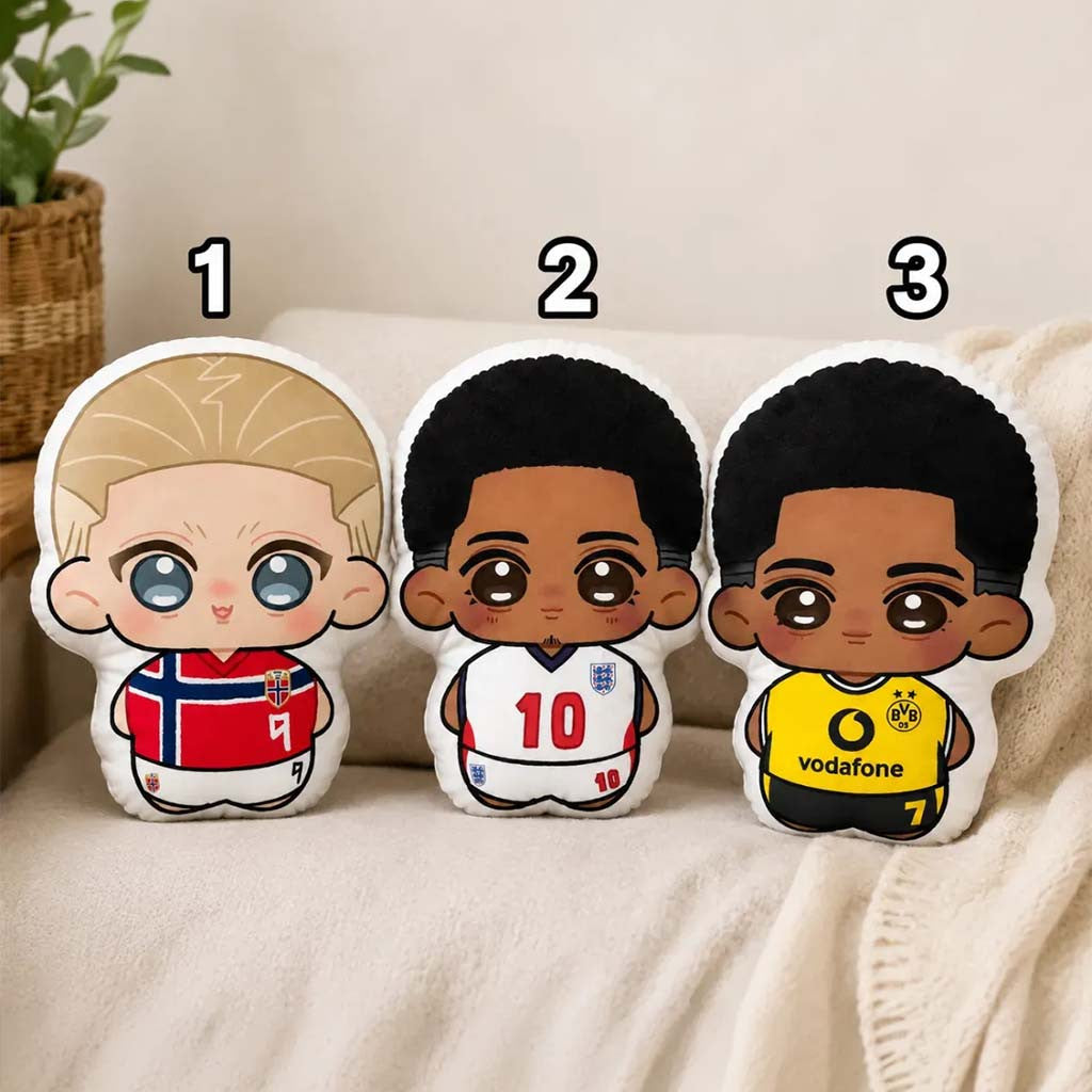 Erling Haaland Jude Bellingham Chibi Soccer Plush Pillow Cute Sofa Decor Gift For Footbal Fans - Merchluma