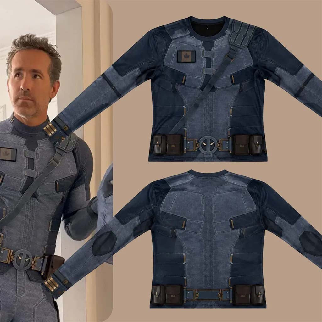 Canadian Tuxedo Version Ryan Reynolds New Deadpool Costume Long Sleeve Compression Shirt - Merchluma