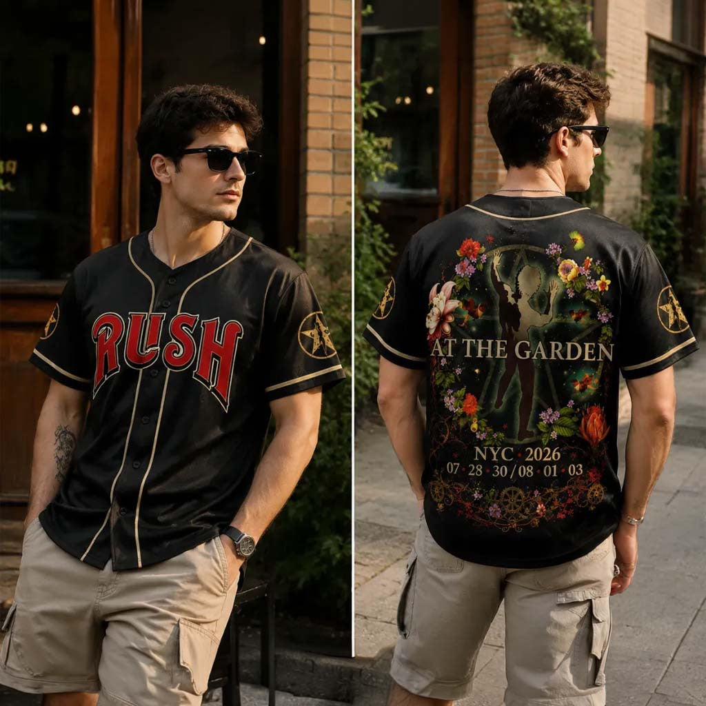 RUSH Fifty Something Tour 2026 New York Baseball Jersey At The Garden RUSH Band Merch Black - Merchluma