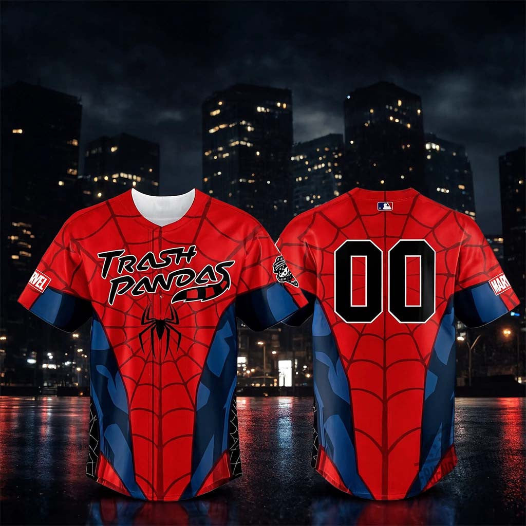 Personalized Rocket City Trash Pandas X Spider Man Marvel Jersey Fan Merch Brother Gifts - Merchluma