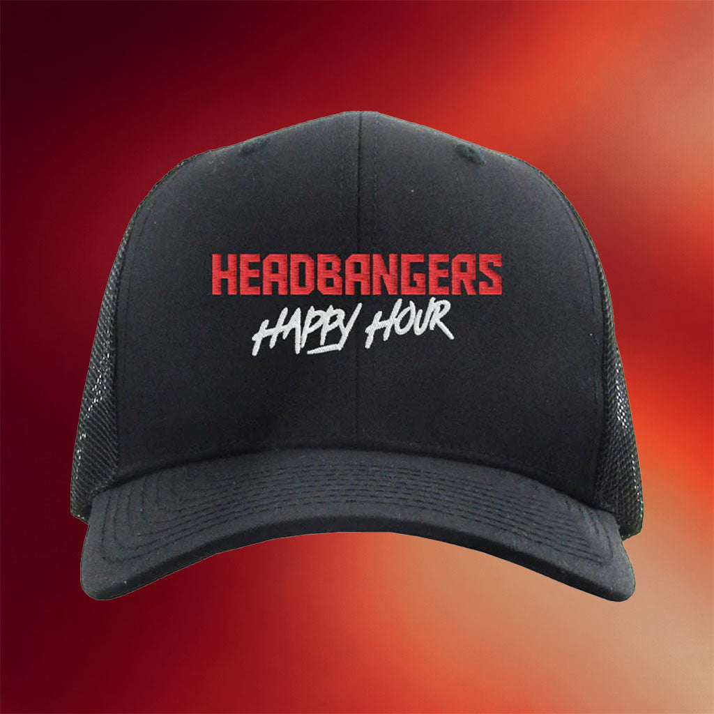 SiriusXM Octane Merch Octane Headbangers Happy Hour Trucker Hat Embroidered SiriusXM Merch - Merchluma